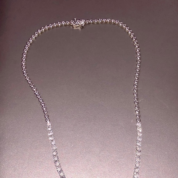 10k white gold Vermeil Genuine REAL diamond women’s tennis chain Stunning Gift! - Picture 8 of 11